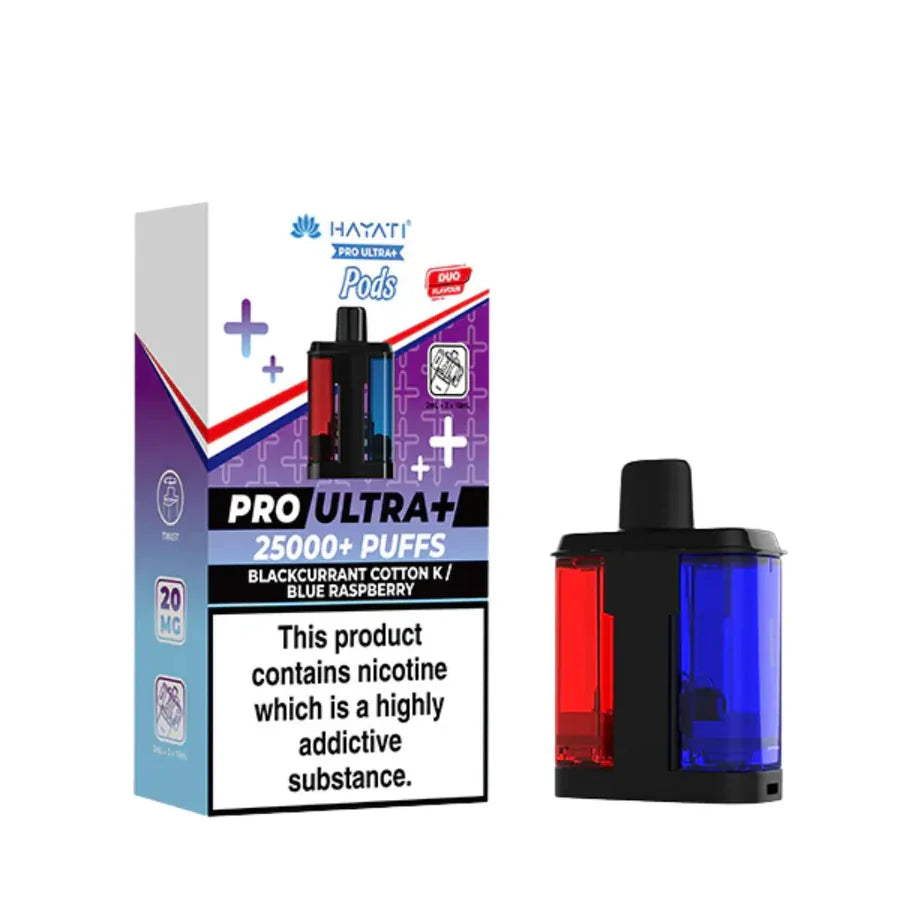 Hayati Pro Ultra Plus 25K Blackcurrant Cotton K / Blue Raspberry Refill Pods